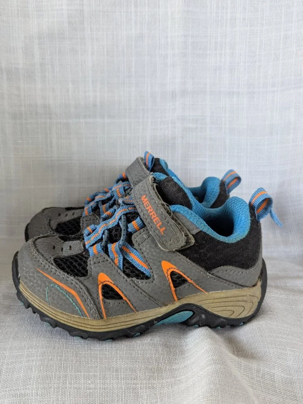 MERRELL TRAIL CHASER HIKING SHOES TODDLER BOYS SIZE 6.5 GRAY BLUE BLACK